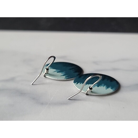 Nature Cast Dangle Trees On Disc Pierced Earrings - Picture 5 of 10